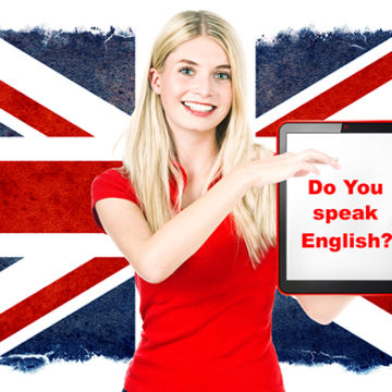 Bilde av jente som holder plakat: Do you speak English?